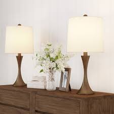 Mid century modern lighting has been popular since, well, the middle of the century. Table Lamps Set Of Mid Century Modern Bronze Metal Flared Trumpet Base With Led Light Bulbs Included By Lavish Home Overstock 27871471 Set Of 2 Table Lamp