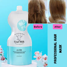 This treatment is best for frizzy and textured hair as it helps to smooth the hair follicle and keep moisture where you want it, in the hair. G9 Exgyan Goat Milk Professional Hair Mask Strengthening Healthy Hair Treatment Dry Split Hair 500g