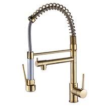 Appaso gold kitchen faucet with pull down magnetic docking sprayer. Gold Kitchen Faucets Wayfair