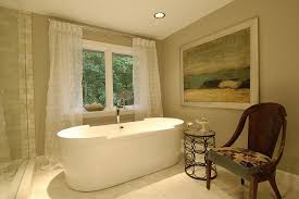 Metal wall mirror (small, gold). Little Luxury 30 Bathrooms That Delight With A Side Table For The Bathtub