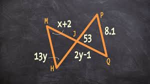 Using Two Congruent Triangles To Find The Value Of X And Y Youtube