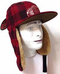 40 Detroit Red Wings Winter Trapper Hat Plaid Wool Ear Flap Mens Fitted 7 1 4 Zephyr Detroitredwings Ear Flap Detroit Red Wings Trapper Hats