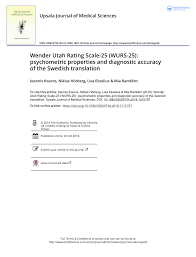 Test komplett bestehend aus manual, 5 fragebogen. Pdf Wender Utah Rating Scale 25 Wurs 25 Psychometric Properties And Diagnostic Accuracy Of The Swedish Translation