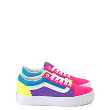 Famed for its iconic skate shoes, vans was born in sixties california and has since garnered a cult following that includes skateboarders, sports stars and style makers alike. Vans Old Skool Neon Color Block Skate Shoe Little Kid Pink Purple Yellow Journeys