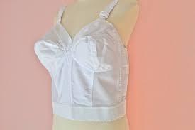 Sears Long Line White Bullet Bra Bustier Cotton Bra Vintage Lingerie Plus Size 40 C Vl375