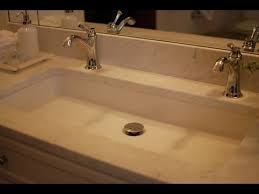 The stone resin offers pristine style while the dual. Trough Bathroom Sink With Two Faucets Youtube