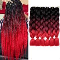 Maybe you would like to learn more about one of these? Amazon Com 6 Packs Braiding Hair Black To Red Ombre Braiding Synthetic Hair Kanekalon Fiber Jumbo Braids Hair Extensions Black To Bug To Red Beauty