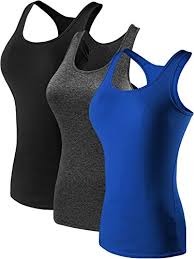 Neleus Womens 3 Pack Compression Athletic Dry Fit Long Tank Top Black Grey Blue Us M Eur L