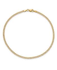 14k gold cuban link anklet. Macy S Curb Link Chain Anklet In 14k Yellow Gold Reviews Bracelets Jewelry Watches Macy S