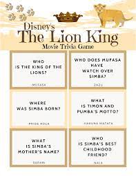 Let's get this immunity challenge started! The Lion King Movie Trivia Quiz Free Printable The Life Of Spicers