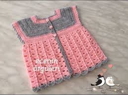 Tig Isi Bebek Yelegi Pembe Gri Renk Uyumu Sahane Youtube Baby Knitting Patterns Tig Isleri Tig Isi Bebek
