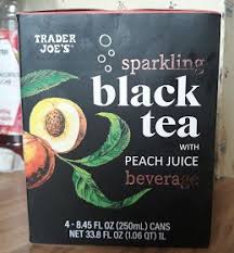 What S Good At Trader Joe S Trader Joe S Sparkling Black Tea With Peach Juice Beverage In 2020 Peach Juice Trader Joes Black Tea