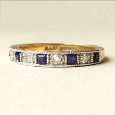 Vintage Square Sapphire Diamond Eternity Band Sapphire Diamond 18k Gold Ring Approximate Size Eternity Band Diamond Diamond Eternity Eternity Ring Diamond