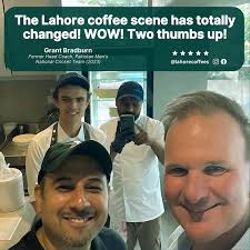 𝐋𝐚𝐡𝐨𝐫𝐞 𝐂𝐨𝐟𝐟𝐞𝐞𝐬 𝐗 𝐆𝐫𝐚𝐧𝐭 𝐁𝐫𝐚𝐝𝐛𝐮𝐫𝐧 𝐰𝐢𝐭𝐡  𝐬𝐭𝐨𝐩𝐬 𝐚𝐭 𝐊𝐈𝐓𝐄 𝐂𝐨𝐟𝐟𝐞𝐞𝐬 & 𝐊𝐚𝐟𝐞𝐧𝐢𝐨 When Grant  Bradburn called, I thought—let's quickly introduce him to a few of the new  coffee places in Lahore since