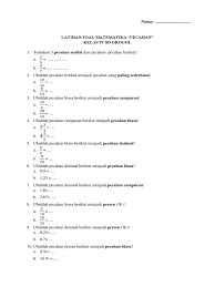 Video ini berisi materi pembelajaran pecahan senilai kelas 4 sd semester 1 yang dapat digunakan sebagai bahan ajar siswa kelas 4 sd/mi.berikut video. Soal Ulangan Matematika Kelas 4 Bab Pecahan Pdf