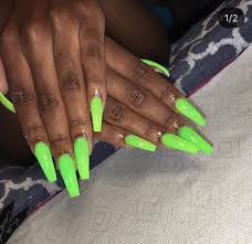 Classy nails trendy nails cute nails neon acrylic nails neon nails neon green nails different types of nails tough as nails nail ring. Green Acrylic Nails Green Acrylic Nails Neon Green Nails Green Nails