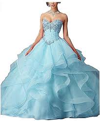 Die tüll schichten verleihen dem kleid einen guten stand, der durchgängige reißverschluss. Clla Dress Damen Hochzeitskleid Ruschen Ballkleid Lange Quinceanera Kleider Prinzessin Brautkleider Blau Hochzeitskleid Blau Hochzeitskleid Brautkleid Schlicht