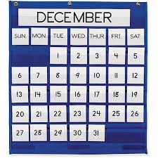 Pacon Pac20200 Monthly Calendar Pocket Chart 1 Each Blue