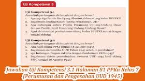 Kunci jawaban ipa smp kelas 7 halaman 29 uji kompetensi bab 1 semester 1. Jawaban Uji Kompetensi 3 1 Halaman 81 Ppkn Kelas 7 Perumusan Dan Pengesahan Uud 1945 Youtube