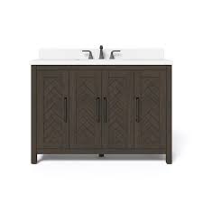 Shop for bathroom vanities in bathroom lighting & fixtures. Home Decorators Collection Leary 48 In W X 34 5 In H Bath Vanity In Dark Brown With Engineered Stone Vanity Top In White With White Basin Hdc48hrv The Home Vanity