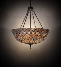 Tiffany Lamps Pendant Lighting Fishscale Blue Stained Glass Home Decor
