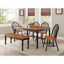 Better Homes Gardens Autumn Lane Farmhouse Solid Wood Dining Bench Black And Natural Finish Walmart Com In 2020 Dining Room Sets Dinner Table Chairs Black Dining Room
