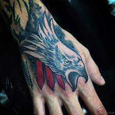 Eagle tattoo with colored splashes. Eagle Tattoo On Hand Easy Novocom Top