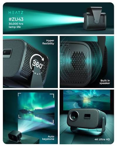 Heatz projector lets you project your way. With 360° flexibility, auto keystone, and 4K Ultra HD, it fits seamlessly into any space, any mood. Learn More: https://www.heatz.store . . #Heatz #Projecto