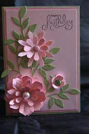 This project is made with stamps, dies and colored with pencils. Flower Card Ideas For Handmade Cards And Card Making Flower Birthday Cards Flower Cards Floral Cards