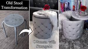 Diy with sarah of dan & sarah makers button tufting and velcro straps. Diy Ottoman With Storage I Turned My Old Stool Into An Ottoman Quick And Easy Youtube
