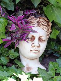 Helen of Troy Wall Planter, Greek Female Statue Head, Aged Hand Distressed  Cement & Plaster, 9.7"
