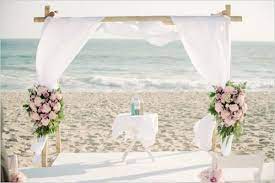 Pink And White Beach Wedding At Crystal Cove Beach Wedding White Malibu Beach Wedding Beach Destination Wedding