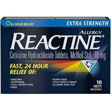 Reactine Extra Strength Antihistamine Tablets 24 Hour Allergy Relief Medicine 10 Count