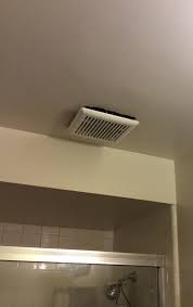 Most models provide a way for you to suspend them below the ceiling box while you wiring schemes differ slightly from fan to fan, depending on whether they're equipped with a light or speed control. Is It Normal For An Exhaust Fan Cover To Hang Below The Finished Ceiling Home Improvement Stack Exchange