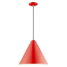 Livex Lighting Metal Shade Mini Pendants Shiny Red Modern Contemporary Cone Pendant Light In The Pendant Lighting Department At Lowes Com