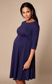 Sienna Tailored Maternity Dress In Navy Blue By Tiffany Rose Maternity