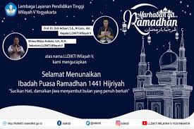 Silahkan kunjungi halaman selamat menunaikan ibadah puasa ramadhan 1441 hijriah / tahun 2020 untuk melihat post selengkapnya. Selamat Menunaikan Ibadah Puasa Ramadhan 1441 Hijriyah Website Lldikti Wilayah V