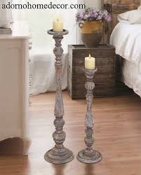 Distressed Floor Candle Holders Set Wood Tall Standing Rustic Unique Style Floor Candle Floor Candle Holders Candle Holders