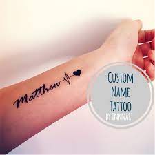 Custom Ekg Heartbeat Name Temporary Tattoo Pulse Heart Rate Personalized Gift Inknart Temporary Tattoo Fake Baby Name Tattoos Name Tattoos For Moms Tattoos