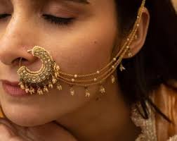 Pakistani Indian Punjabi Gold Green Anushka Sharma Nath Nose Ring Nathni  Dilkash Fashion Jewelry Bollywood