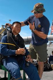 File:US Navy 030626-N-0493B-005 Operations Specialist 2nd Class Matthew  Medeiros goes through pre-dive checks.jpg - Wikimedia Commons
