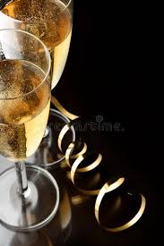 Champagne Couple Glasses Of Champagne With Gold Streamer And Space For Your Own Affiliate Glasses Champagne Champagn Champagne Happy New Year Newyear