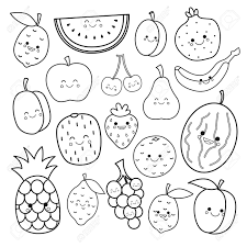 You can pick the ones featuring just the pineapples or the ones with its name written in stylish fonts. Vector Graphics And Coloring Page Kawaii Fruit Digital Stamp Collage Sheets Visual Arts 330 Co Il