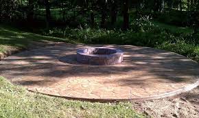 Stamped concrete patio with fire pit is a good option or just pure concrete? Hoffman Stamped Concrete Fire Pits