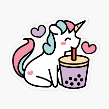  Cute Unicorn Sipping Bubble Tea Kawaii Taro Boba Tea By Bobateame Redbubble Gambar Lucu Kartun Tumblr Lucu