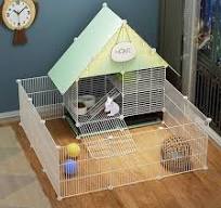 Amazon.com: Jaula de conejo de 2 pisos para interiores con 2 ...