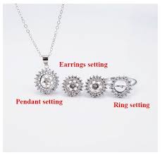 925 Sterling Silver Cz Jewelry Set Mount Halo Ring Earrings Etsy Etsy Earrings Ring Earrings Sterling Silver Findings