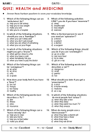 English as a second language (esl) grade/level: Health And Medicine All Things Topics