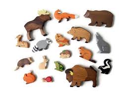 Wooden Toy Animals Baby Woodland Animals Figurines Etsy Pet Toys Animal Figurines Animals Wild