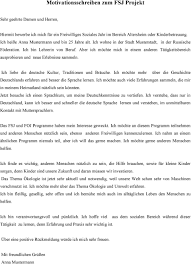 Die schritte zum fsj oder bfd möchten wir dir hier mit beispielen und tipps erklären. Motivationsbrief Fur Bundesfreiwilligendienstprojekt In Jugendherberge In Musterstadt Pdf Kostenfreier Download